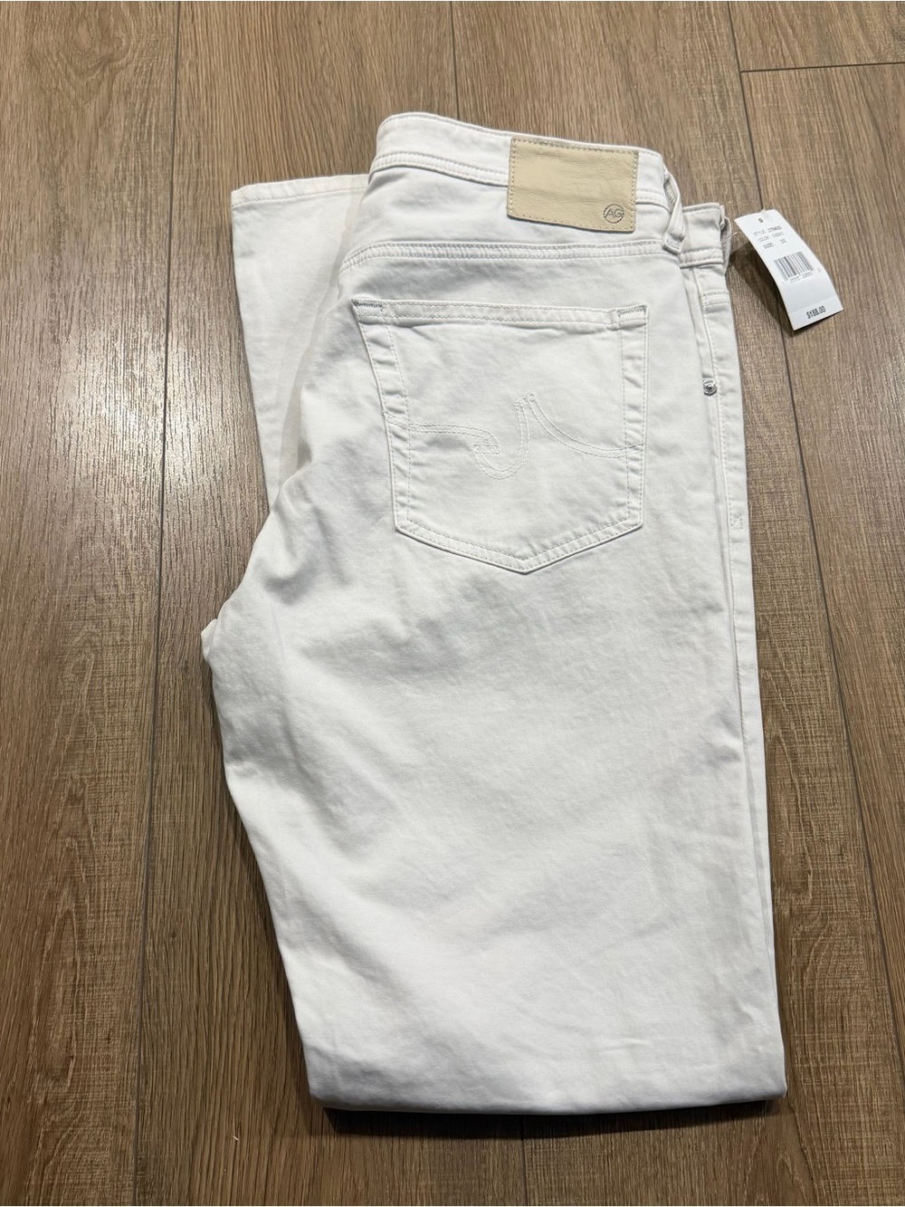 Adriano Goldschmied Everett cream slim Straight Jeans with Embroidered Back